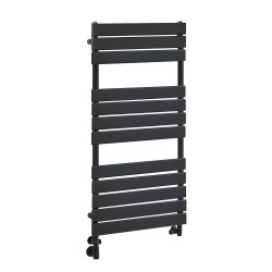 Milano Lustro - Dual Fuel Designer Black Flat Panel Heated Towel Rail - Various Sizes and Cable Cover Option