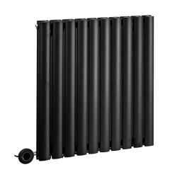 Milano Aruba - Electric Black Horizontal Designer Radiator - Choice of Size and Wi-Fi Thermostat - Plug-In and Hardwired Options