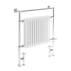 Milano Elizabeth - White Traditional Dual Fuel Heated Towel Rail - 930mm x 790mm - Choice of Wi-Fi Thermostat and Cable Cover