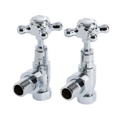 Milano - Traditional Chrome Angled Radiator Valves Pair 15mm