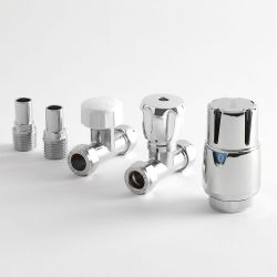 Milano - Thermostatic Chrome Straight Radiator Valves (Pair)