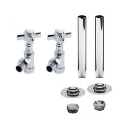Milano - Angled Traditional Radiator Valve and Pipe Sleeve Set - Chrome