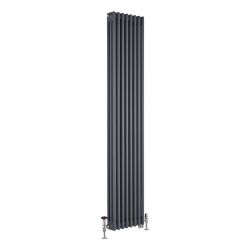 Milano Windsor - Anthracite Traditional Vertical Dual Fuel Triple Column Radiator - 1800mm x 380mm - Choice of Valve and Wi-Fi Thermostat