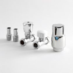 Milano Select - Chrome Thermostatic Straight Radiator Valves - (Pair)
