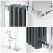 Milano Elizabeth - Anthracite Traditional Dual Fuel Heated Towel Rail - 930mm x 450mm (With Overhanging Rail) - Choice of Wi-Fi Thermostat and Cable Cover