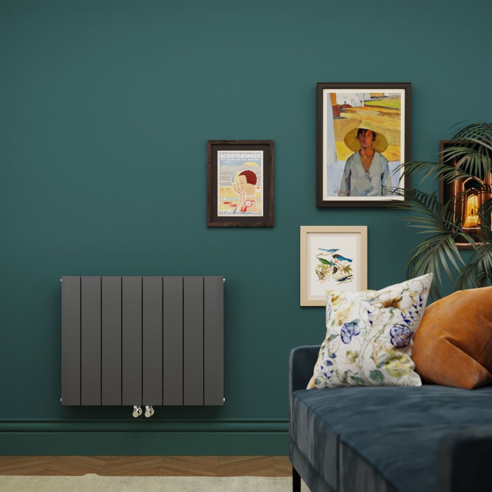 Milano Skye - Anthracite Horizontal Aluminium Designer Radiator (Single Panel) - 600mm Tall - Choice Of Width