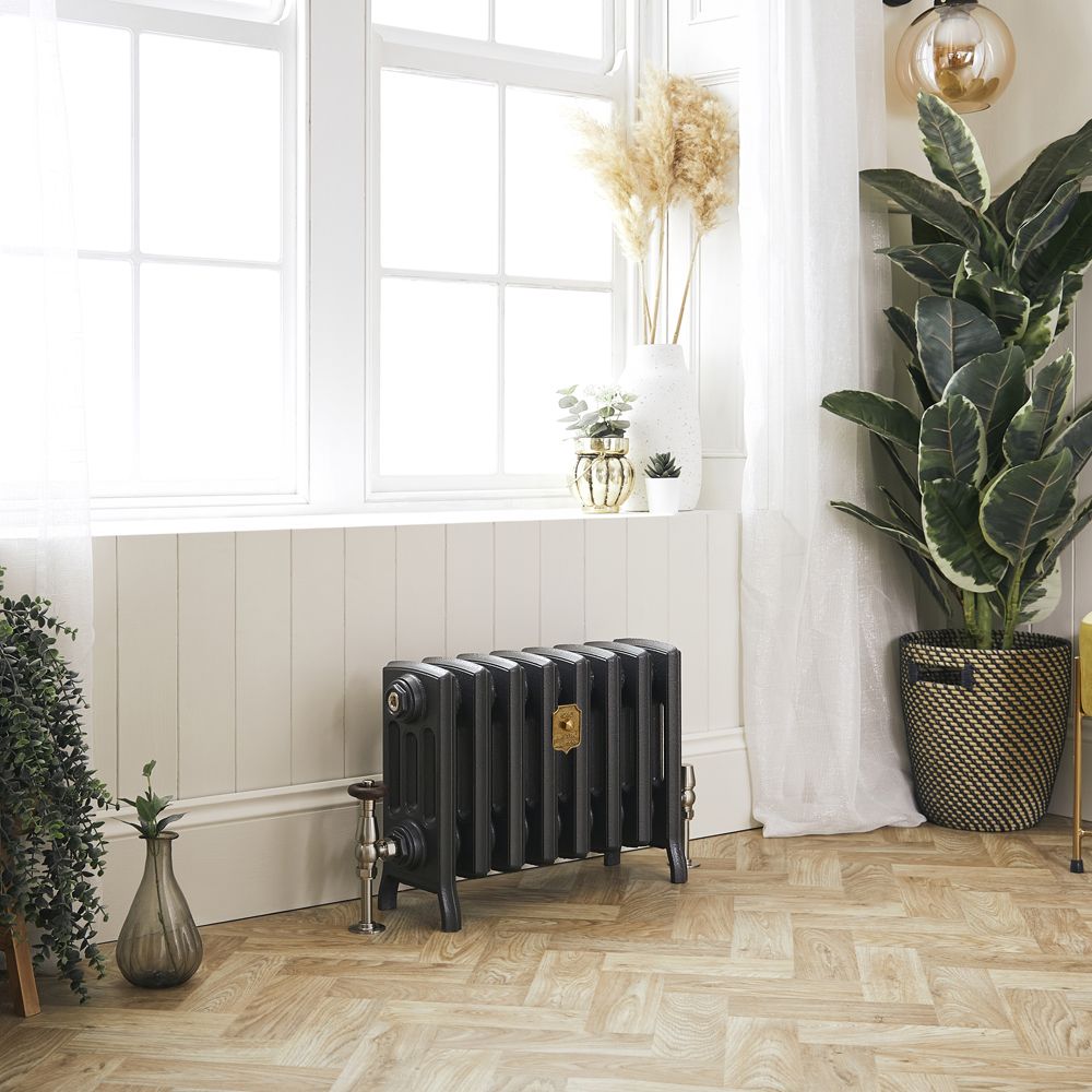 Milano Isabel - Cast Iron Radiator - 4 Column - 357mm Tall - Antique Silver