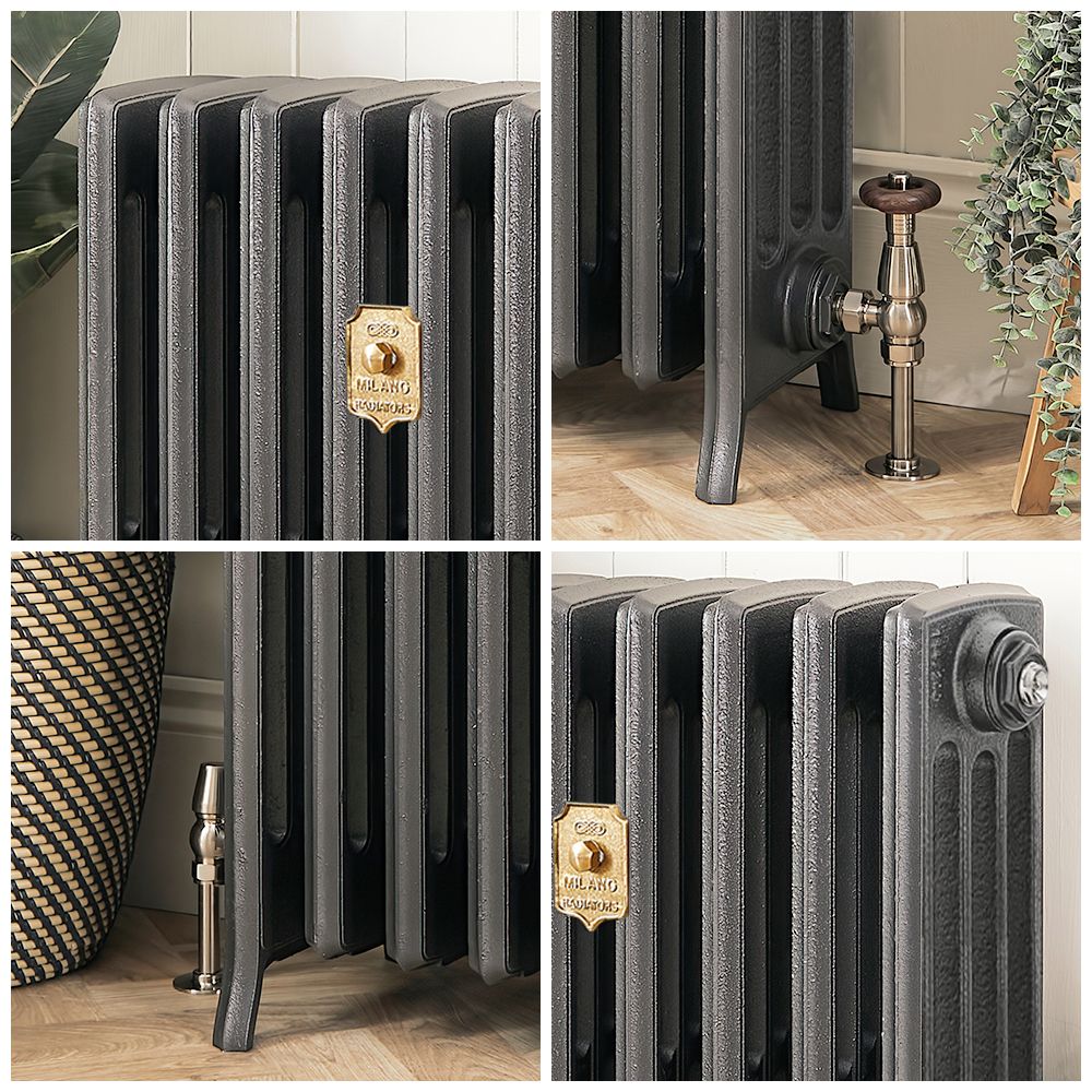 Milano Isabel - Cast Iron Radiator - 4 Column - 660mm Tall - Antique Silver