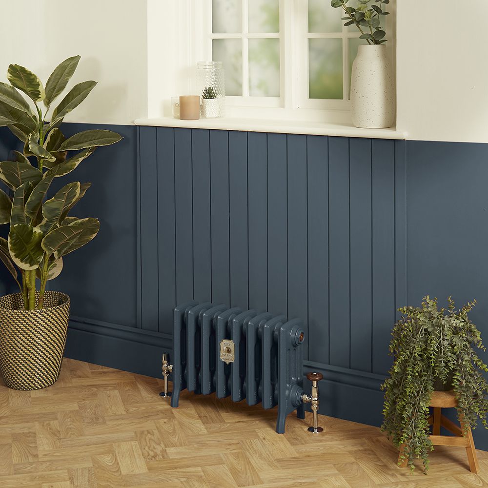 Milano Isabel - Cast Iron Radiator - 4 Column - 357mm Tall - Farrow & Ball Hague Blue