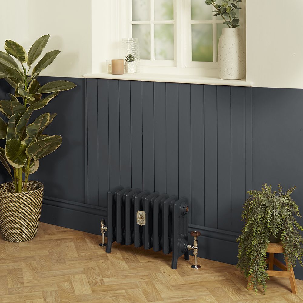 Milano Isabel - Cast Iron Radiator - 4 Column - 357mm Tall - Farrow & Ball Railings Grey