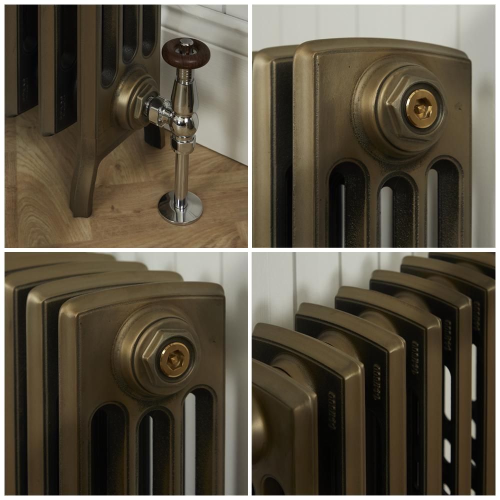 Milano Isabel - Cast Iron Radiator - 4 Column - 357mm Tall - Natural Brass