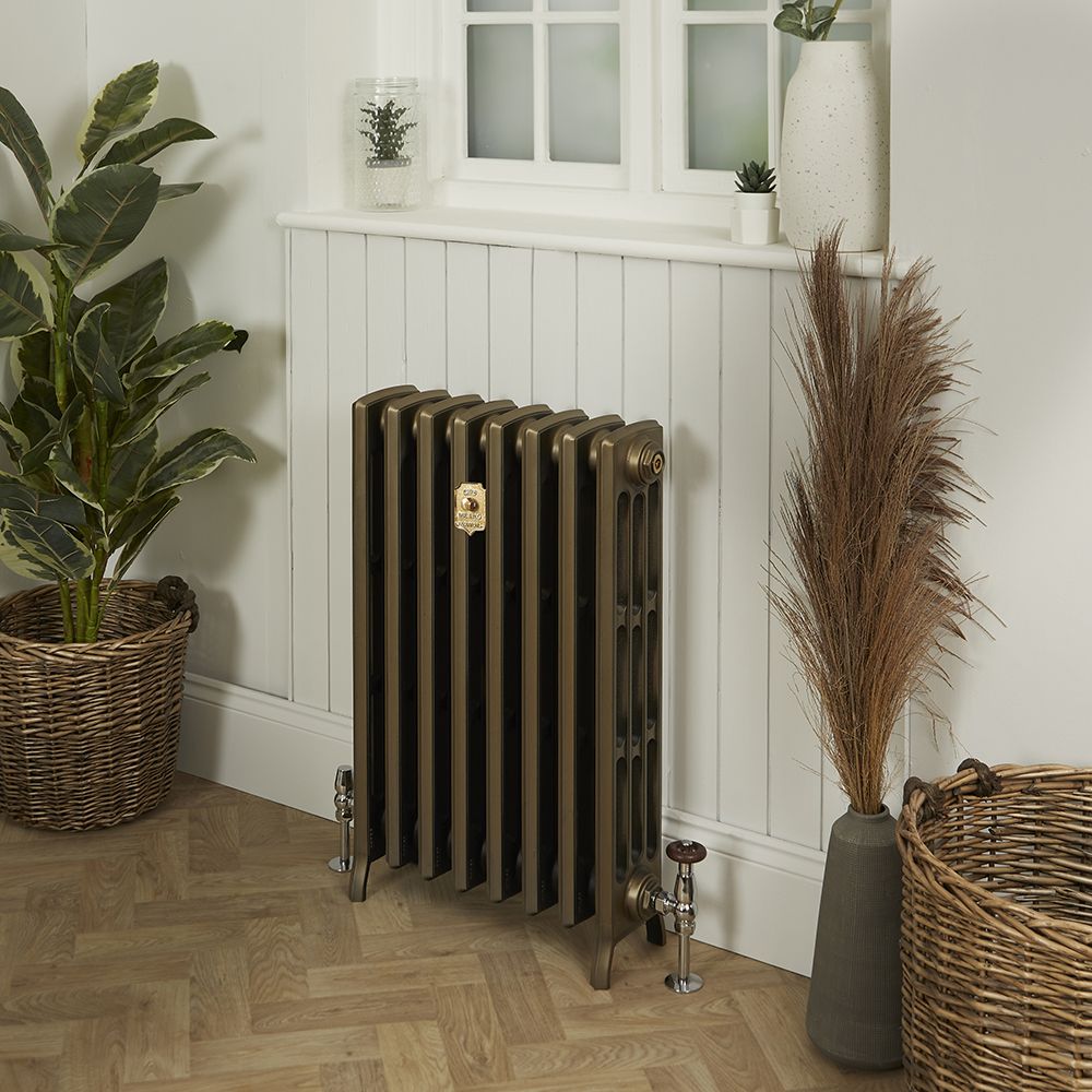 Milano Isabel - Cast Iron Radiator - 4 Column - 660mm Tall - Natural Brass