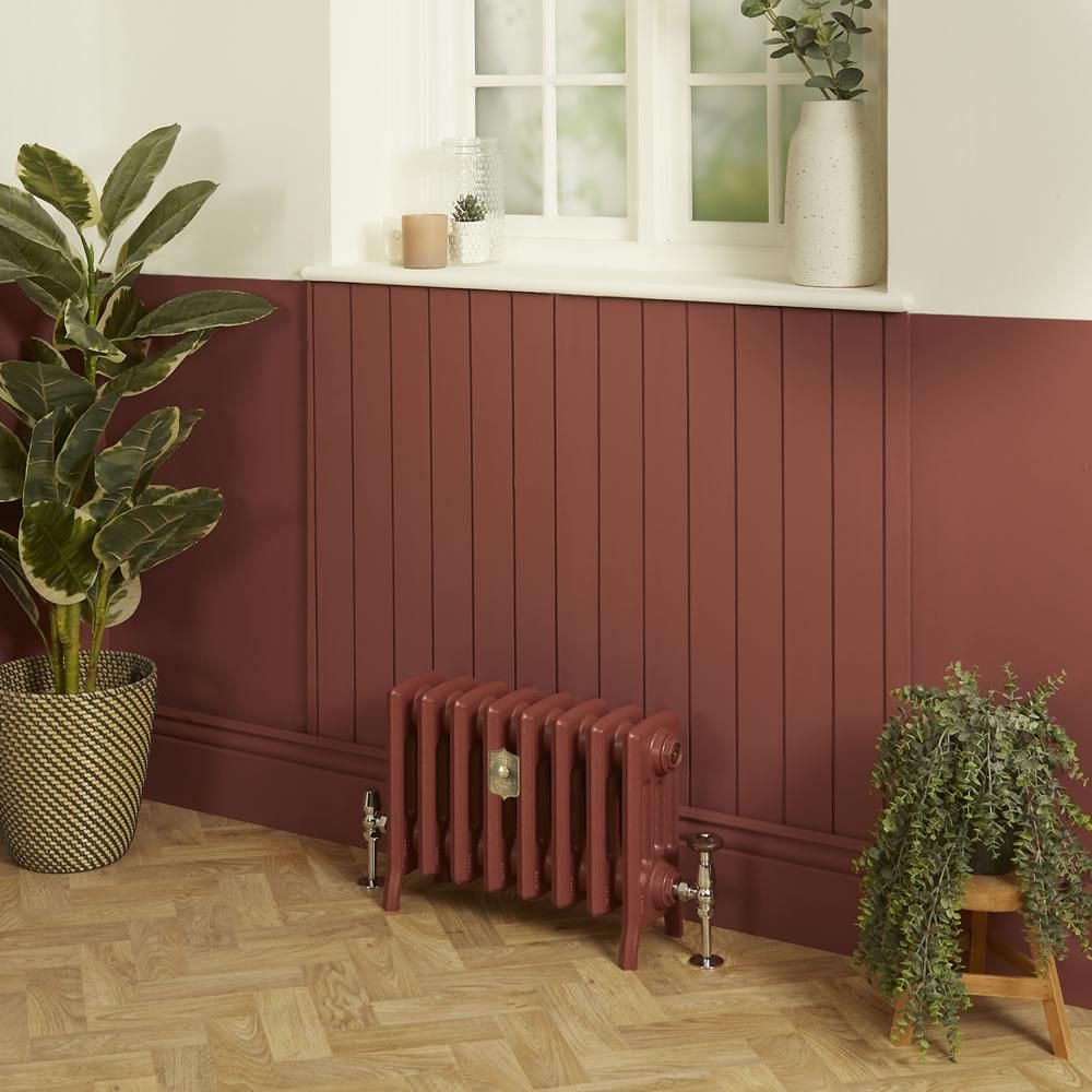 Milano Isabel - Cast Iron Radiator - 4 Column - 357mm Tall - Farrow & Ball Eating Room Red
