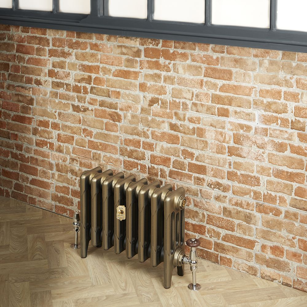Milano Mercury - Cast Iron Radiator - 4 Column - 360mm Tall - Natural Brass