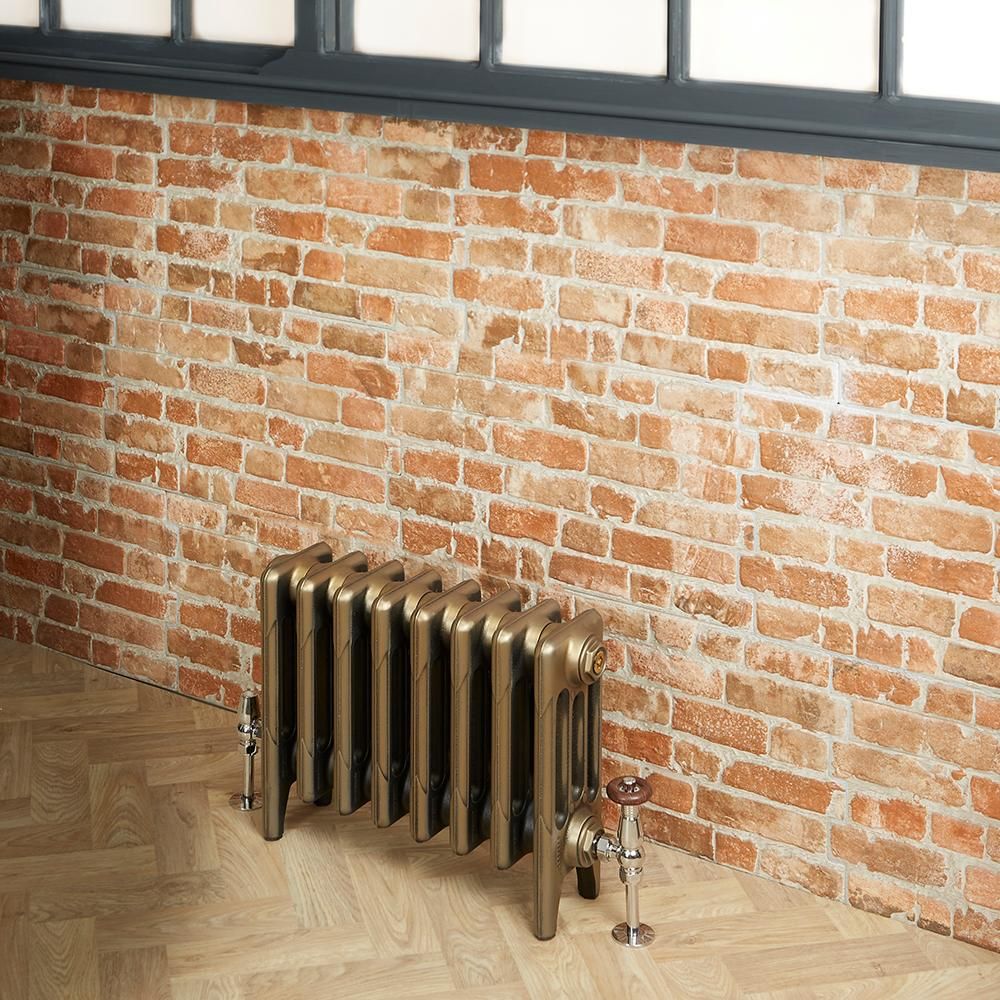 Milano Mercury - Cast Iron Radiator - 4 Column - 460mm Tall - Natural Brass