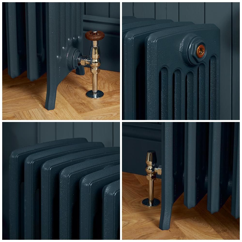 Milano Isabel - Cast Iron Radiator - 6 Column - 660mm Tall - Farrow & Ball Hague Blue
