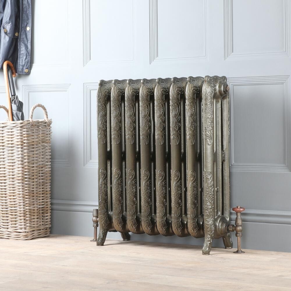Milano Beatrix - Ornate Cast Iron Radiator - 2 Column - Antique Brass