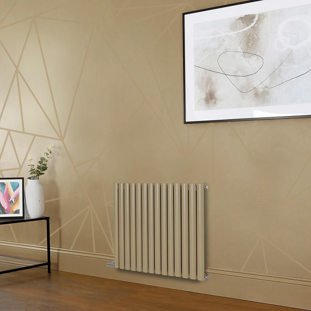 Milano Aruba - Electric Elk Brown Horizontal Designer Radiator - 635mm Tall - Choice of Size, Wi-Fi Thermostat and Cable Cover