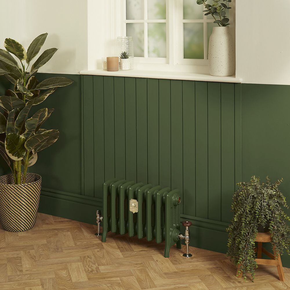 Milano Isabel - Cast Iron Radiator - 4 Column - 357mm Tall - Farrow & Ball Duck Green