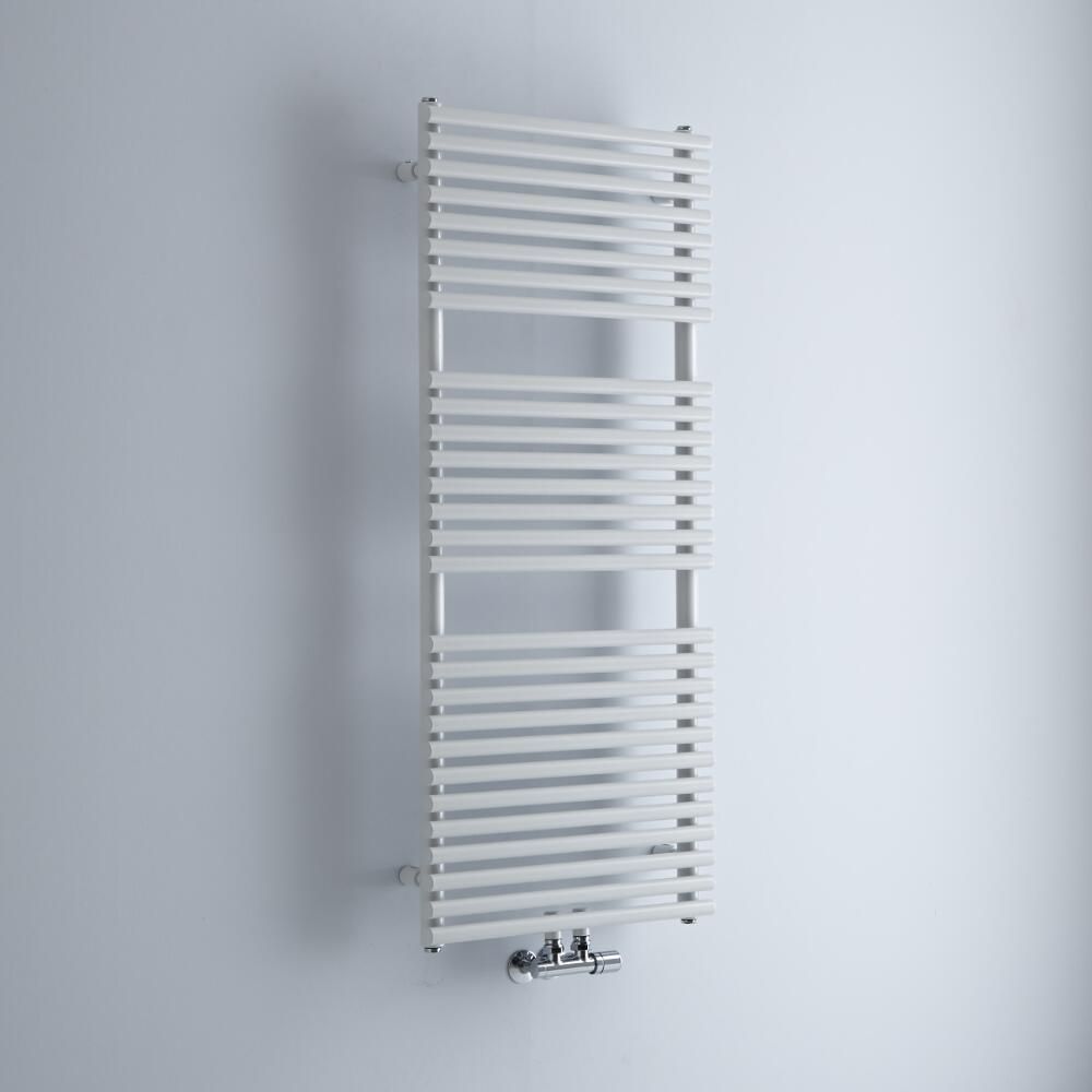 Milano Via - White Bar on Bar Central Connection Heated Towel Rail - Choice of Size