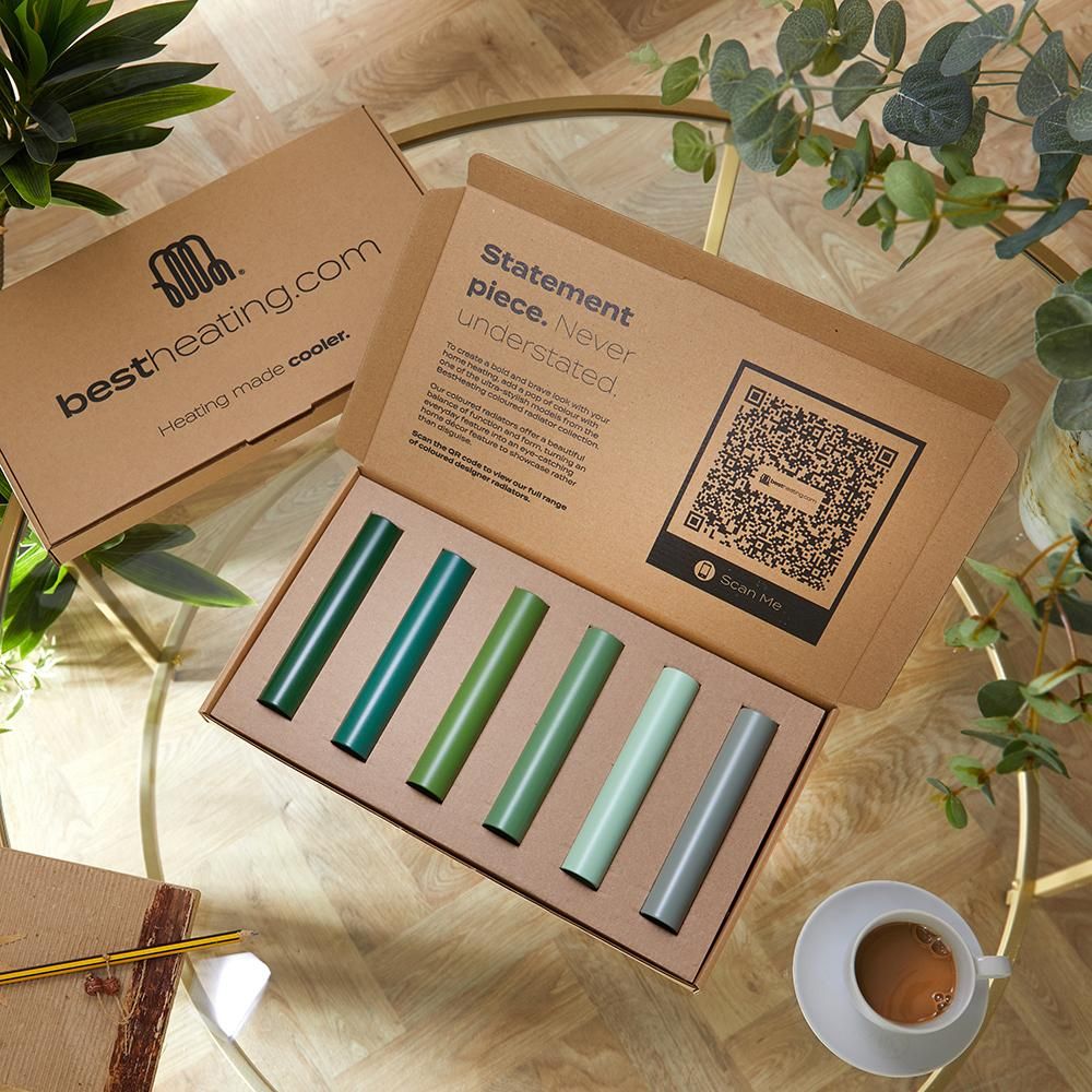 Milano - Coloured Radiator Sample Box - A Selection of Green Finishes