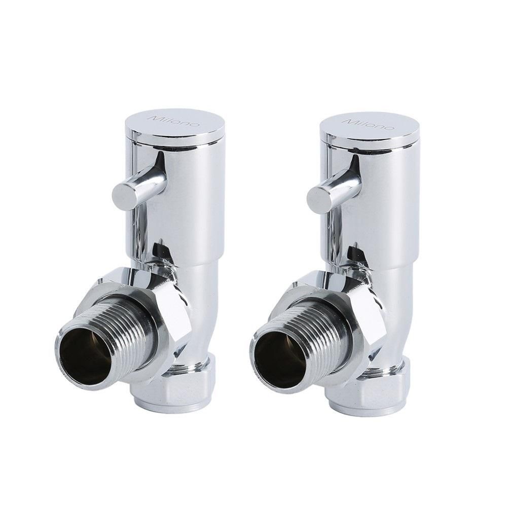 Milano - Minimalist Chrome Angled Radiator Valves (Pair)