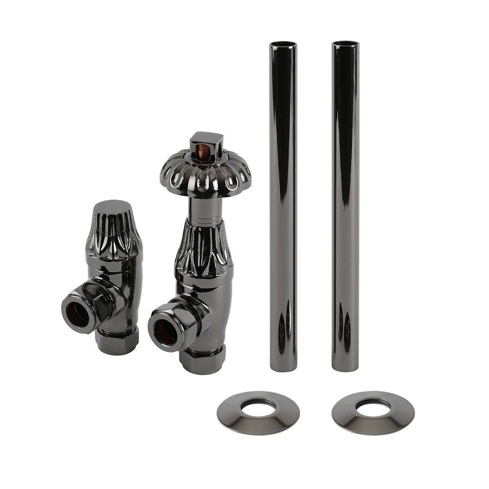 Milano Windsor - Thermostatic Antique Style Angled Radiator Valve and Pipe Set - Choice of Finish