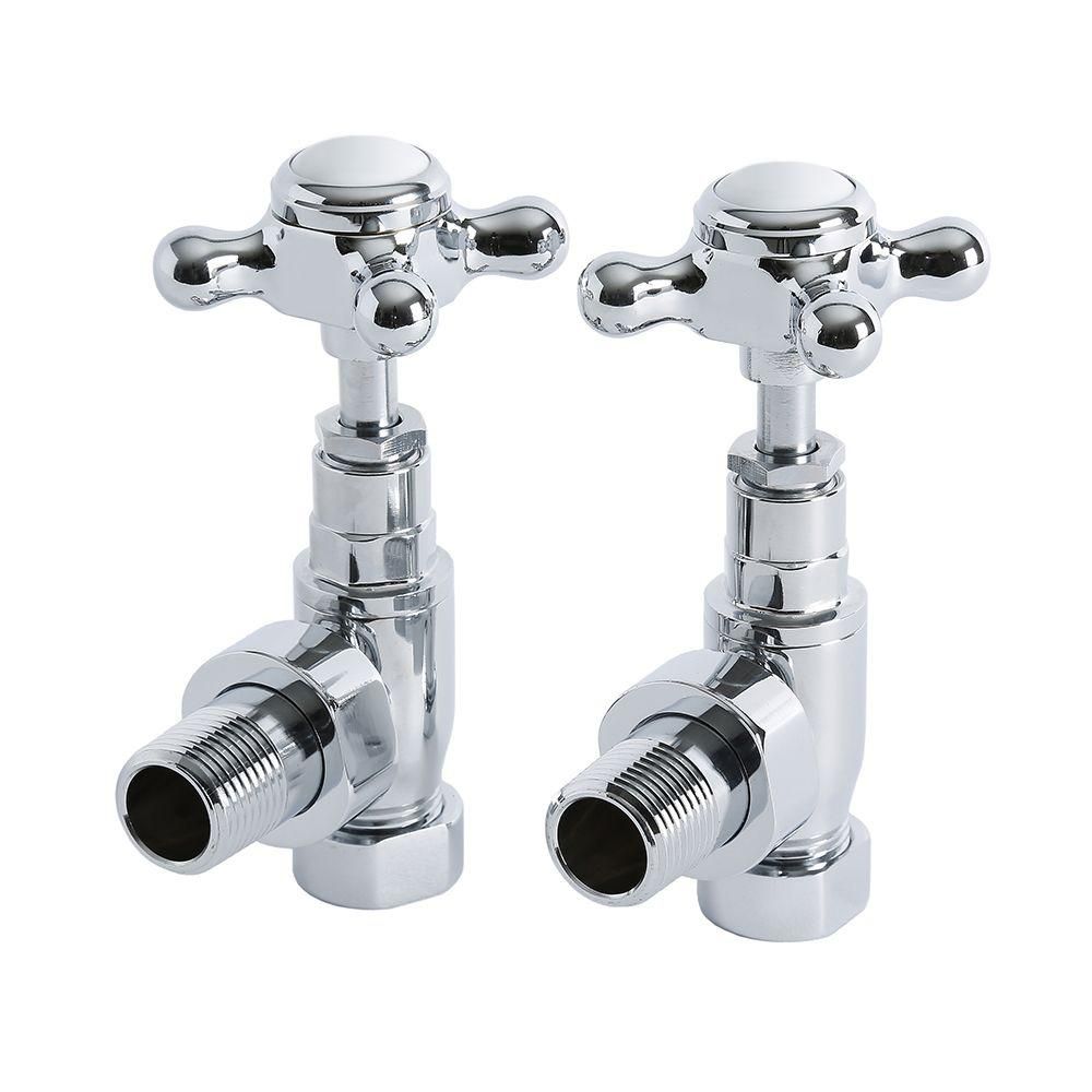 Milano Select - Chrome Traditional Angled Radiator Valves - (Pair)