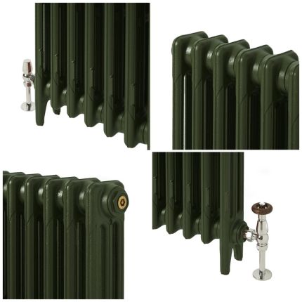 Milano Mercury - Cast Iron Radiator - 3 Column - 360mm Tall - Farrow & Ball Duck Green