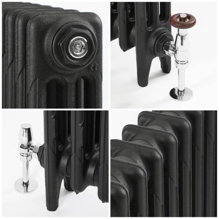 Milano Mercury - Cast Iron Radiator - 3 Column - 560mm Tall - Slate Black
