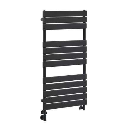 Milano Lustro - Dual Fuel Designer Black Flat Panel Heated Towel Rail - Various Sizes and Cable Cover Option