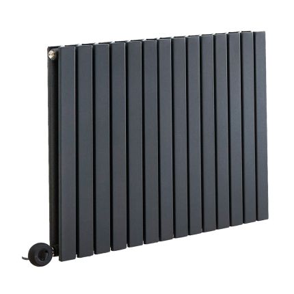 Milano Capri - Electric Anthracite Horizontal Designer Radiator - 635mm Tall - Choice of Size and Wi-Fi Thermostat - Plug-In and Hardwired Options