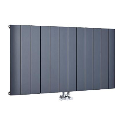 Milano Skye - Anthracite Horizontal Aluminium Designer Radiator (Single Panel) - 600mm Tall - Choice Of Width
