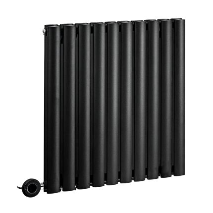 Milano Aruba - Electric Black Horizontal Designer Radiator - Choice of Size and Wi-Fi Thermostat - Plug-In and Hardwired Options
