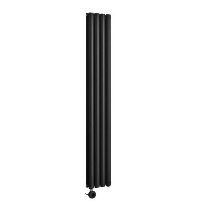 Milano Aruba - Electric Black Vertical Designer Radiator - Choice of Size and Wi-Fi Thermostat - Plug-In and Hardwired Options