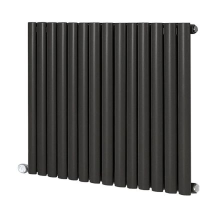 Milano Aruba - Electric Carbon Grey Horizontal Designer Radiator - 635mm Tall - Choice of Size, Thermostat and Cable Cover