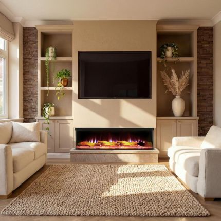 ECOSO Luxe -  Modern Black Electric Media Wall Fire - Choice of Size and Fuel Bed