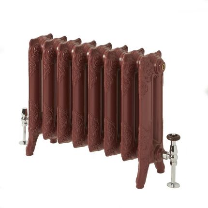 Milano Beatrix - Ornate Cast Iron Radiator - 2 Column - 510mm Tall - Farrow & Ball Eating Room Red
