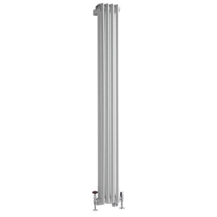Milano Windsor - White Traditional Vertical Dual Fuel Double Column Radiator - 1500mm x 200mm - Choice of Valve and Wi-Fi Thermostat