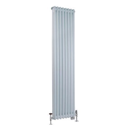 Milano Windsor - White Traditional Vertical Dual Fuel Double Column Radiator - 1500mm x 380mm - Choice of Valve and Wi-Fi Thermostat