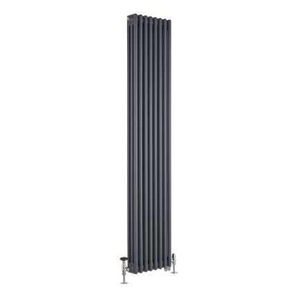 Milano Windsor - Anthracite Traditional Vertical Dual Fuel Triple Column Radiator - 1800mm x 380mm - Choice of Valve and Wi-Fi Thermostat