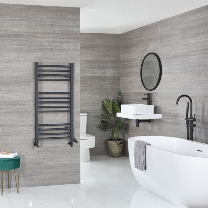 Milano Artle - Anthracite Dual Fuel Curved Heated Towel Rail 1000mm x 500mm