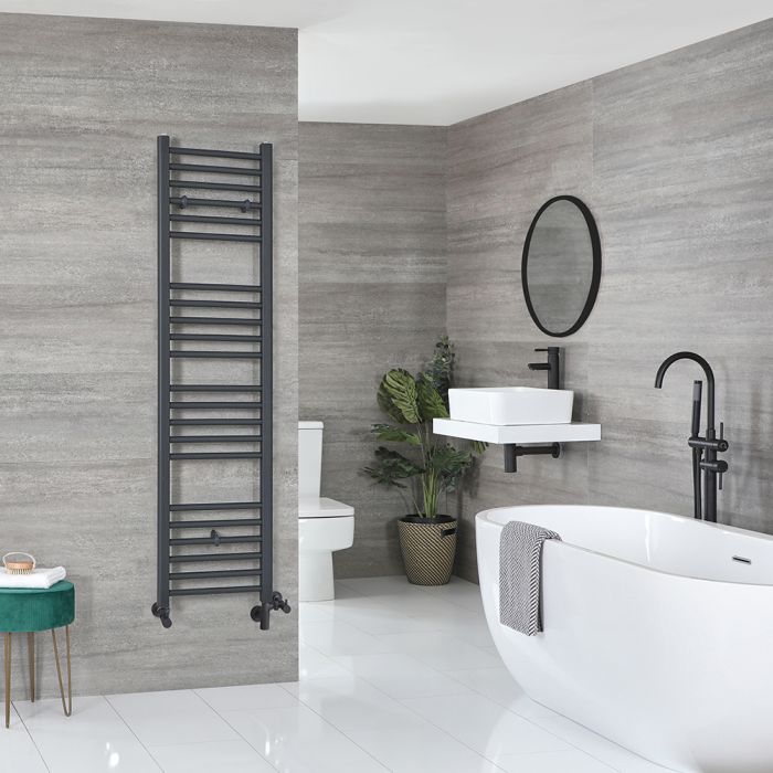 Milano Artle - Anthracite Dual Fuel Flat Heated Towel Rail 1600mm x 400mm