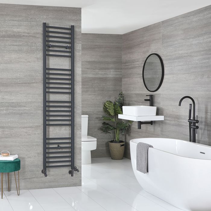 Milano Artle - Anthracite Dual Fuel Flat Heated Towel Rail 1800mm x 400mm
