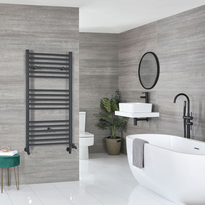 Milano Artle - Anthracite Dual Fuel Flat Heated Towel Rail 1200mm x 600mm