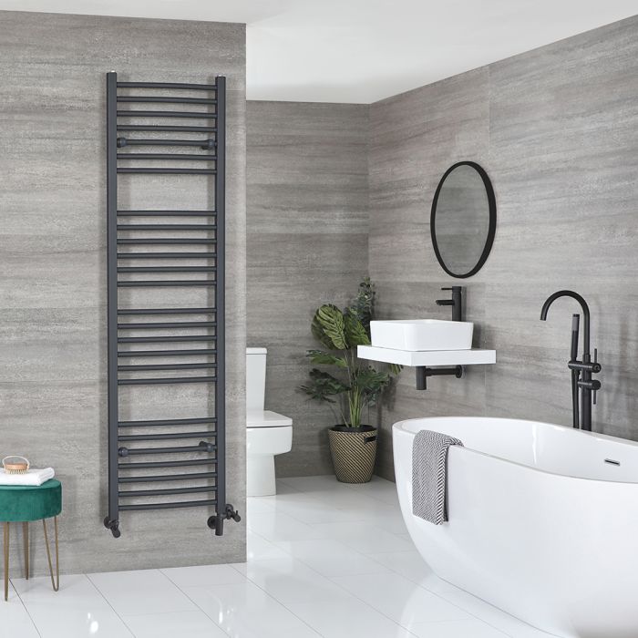 Milano Artle Dual Fuel - Flat Anthracite Heated Towel Rail - Various Sizes