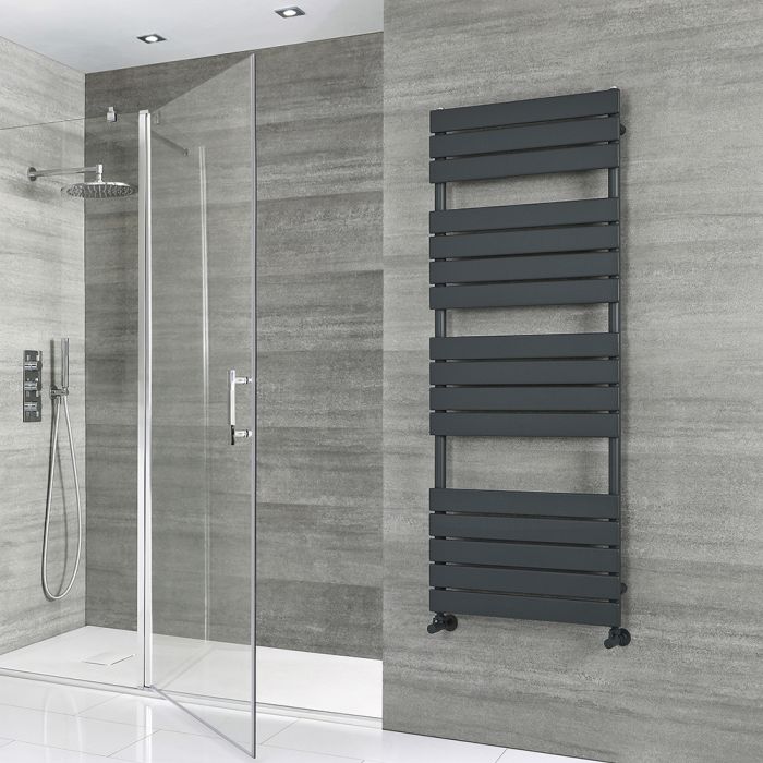 Milano Lustro - Designer Anthracite Flat Panel Heated Towel Rail - 1500mm x 600mm