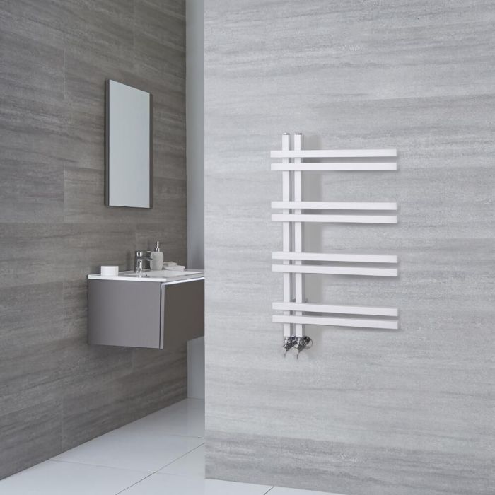 Milano Pars - White Aluminium Designer Heated Towel Rail 800mm x 500mm