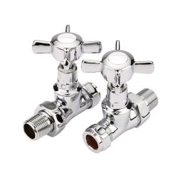 Milano - Traditional Chrome Straight Radiator Valves (Pair)