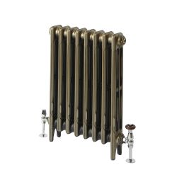 Milano Mercury - 3 Column Cast Iron Radiator - 660mm Tall - Natural Brass - Multiple Sizes Available